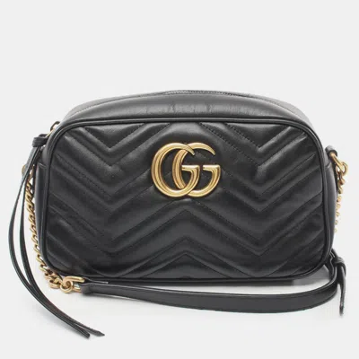 Pre-owned Gucci Gg Marmont Chain Shoulder Bag Leather Black