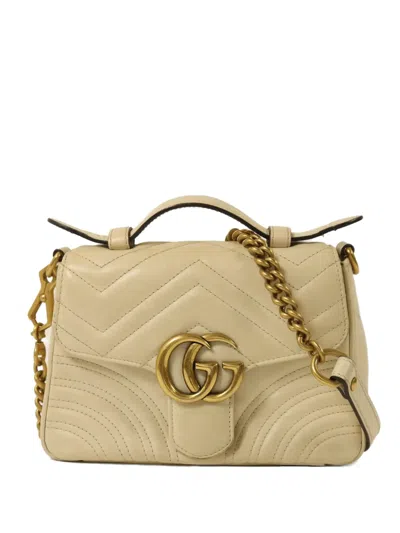 Pre-owned Gucci Gg Marmont Chain Shoulder Bag In White