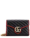 Gucci Gg Marmont Chain Wallet Diagonal Quilted Leather Mini (authentic Pre-  Loved) In Black
