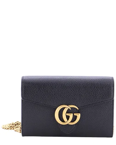 Gucci Gg Marmont Chain Wallet Leather Mini (authentic Pre-loved) In Pink