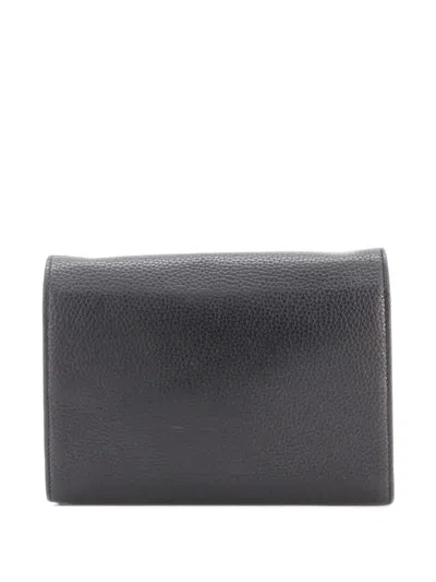 Pre-owned Gucci Gg Marmont Chain Wallet Leather Mini Clutch Bag In Black