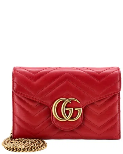 Pre-owned Gucci Gg Marmont Chain Wallet Matelassé Mini (authentic Pre-loved)