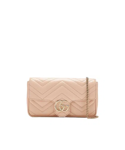 Gucci Gg Marmont Chain Wallet In Nude