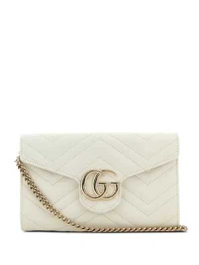 Gucci Gg Marmont Portemonnaie Mit Zickzackmuster In White