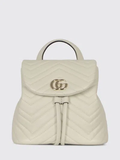 Gucci Gg Marmont Chevron Quilted Nappa Backpack In White