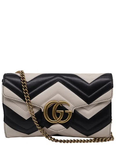 Pre-owned Gucci Gg Marmont Chevron Quilted Wallet On Chain (authentic Pre-loved)