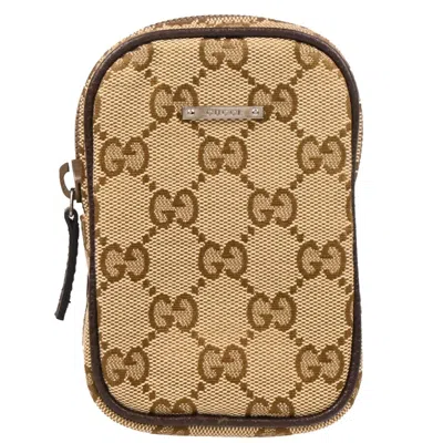 Pre-owned Gucci Gg Marmont Cigarette Case Matelasse Leather Beige Canvas Clutche & Pouche Bag () In Sand