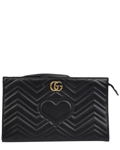 Gucci Gg Marmont Clutch (authentic Pre-loved) In Black