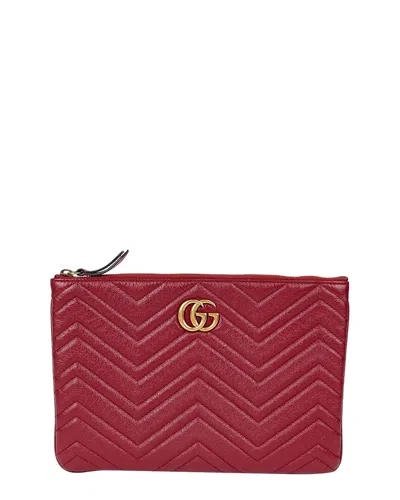 Gucci Gg Marmont Clutch (authentic Pre-loved) In Red