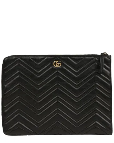 Gucci Gg Marmont Clutch Bag (authentic Pre-loved) In Black