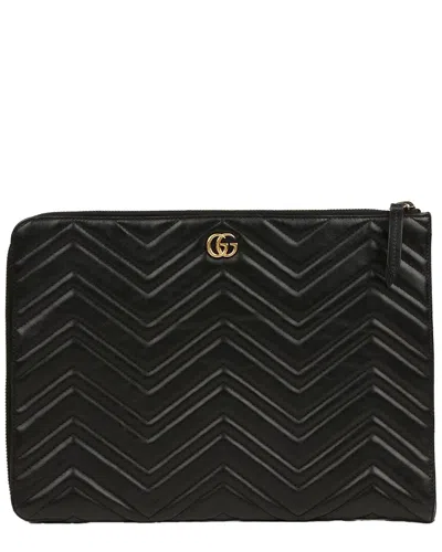 Gucci Gg Marmont Clutch Bag (authentic Pre-loved) In Black