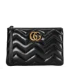 Gucci Gg Marmont Leather Clutch In Black