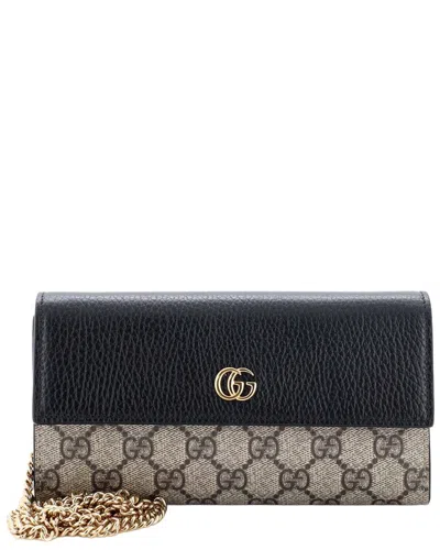 Pre-owned Gucci Gg Marmont Continental Chain Wallet Gg Coated And (authentic Pre-loved)