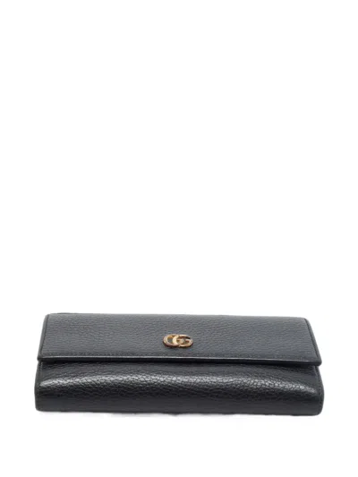 Pre-owned Gucci Gg Marmont Continental Wallet In Black