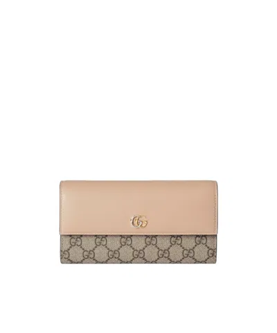 Gucci Gg Marmont Continental Wallet In Nude