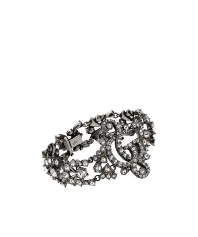 Gucci Gg Marmont Crystal Bracelet In Silver