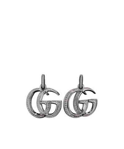 Gucci Gg Marmont Crystal Earrings In Gray