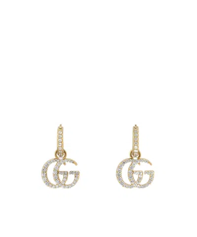 Gucci Gg Marmont Crystal Earrings In Gold