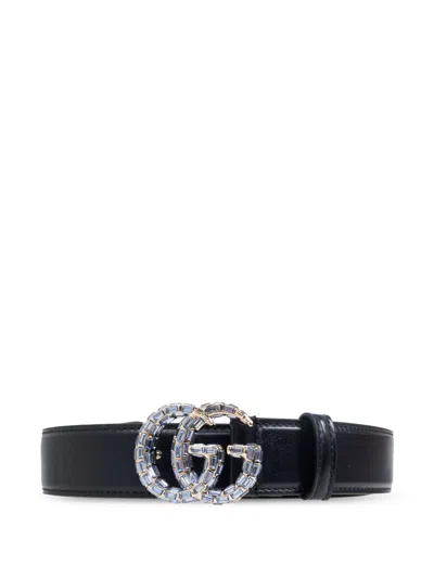 Gucci Gg Marmont Crystal-embellished Belt In Blue