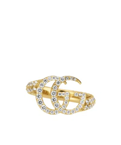Gucci Gg Marmont Crystal Ring In Gold
