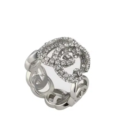 Gucci Gg Marmont Crystal Ring In Gray