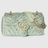 Gucci Gg Marmont Crystals Small Shoulder Bag In Green