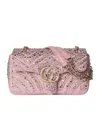 Gucci Gg Marmont Crystals Small Shoulder Bag In Pink