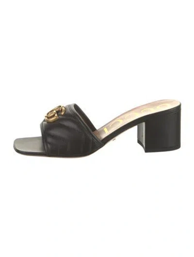 Pre-owned Gucci Gg Marmont Double G Chunky Slide Sandal Double G Logo Slides In Black