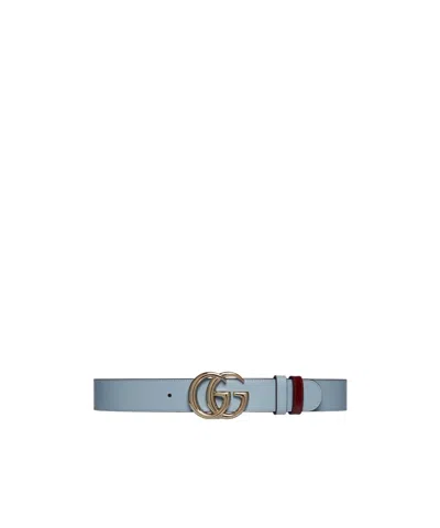 Gucci Gg Marmont Double-sided Belt In Light Blue