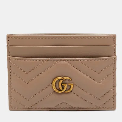 Pre-owned Gucci Gg Marmont Dusty Pink Matelassé Leather Card Holder