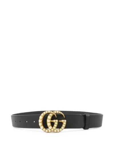 Pre-owned Gucci Gg Marmont Embellished Belt In Black