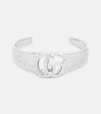 Gucci Gg Marmont Embellished Cuff Bracelet In Gray