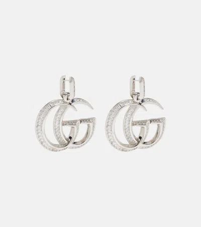 Gucci Gg Marmont Embellished Earrings In Gray