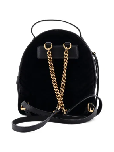 Pre-owned Gucci Gg Marmont Embellished Matelasse Velvet Small Backpack In Black