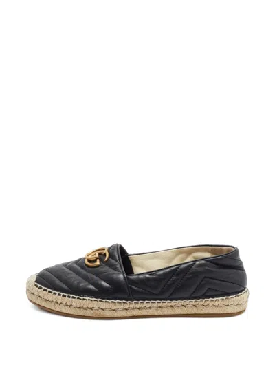 Pre-owned Gucci Gg Marmont Espadrille Flats In Black
