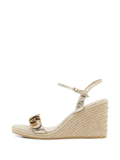 Pre-owned Gucci Gg Marmont Espadrilles In Gold