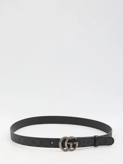 Gucci Gg Marmont Fabric Belt In Grey