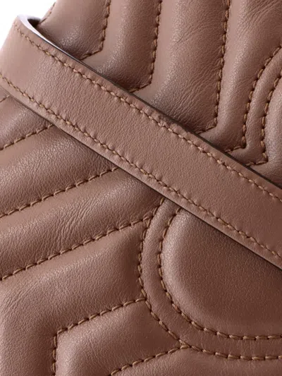 Pre-owned Gucci Gg Marmont Flap Bag Matelasse Leather Medium Shoulder Bag In Neutral