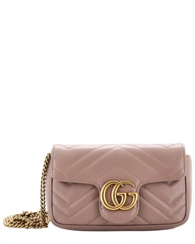 Gucci Gg Marmont Flap Bag Matelassé Leather Super Mini (authentic Pre-loved) In Pink