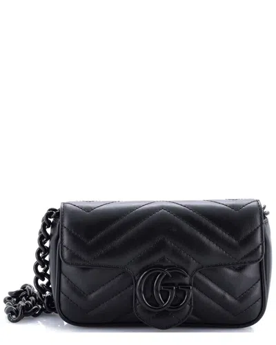 Gucci Gg Marmont Flap Belt Bag Matelassé Leather (authentic Pre-loved) In Black