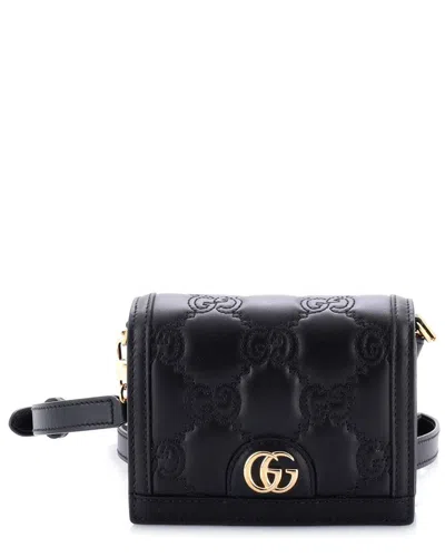 Gucci Gg Marmont Flap Messenger Bag Gg Matelassé Leather Mini (authentic Pre-  Loved) In Black