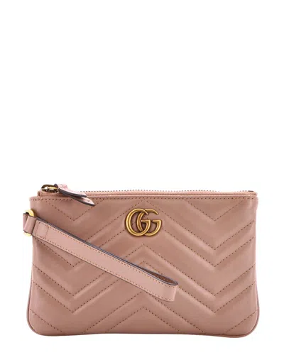 Pre-owned Gucci Gg Marmont Flat Wrist Wallet Matelassé (authentic Pre-loved)