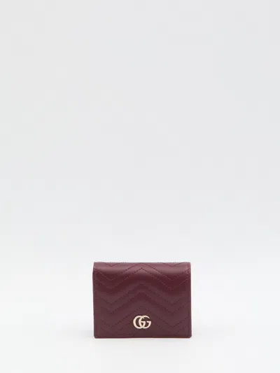 Gucci Women Gg Marmont Leather Card Case In Purple