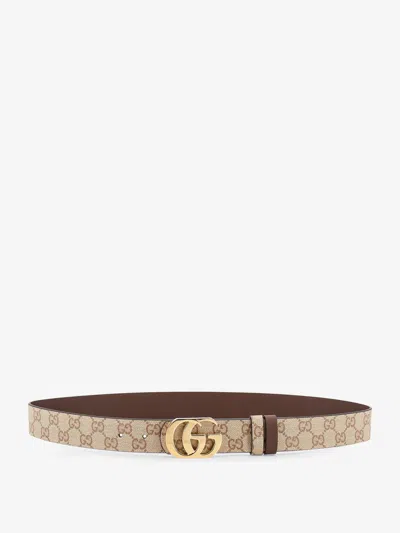 Gucci Gg Marmont Gg Fabric Reversible Belt In Orange