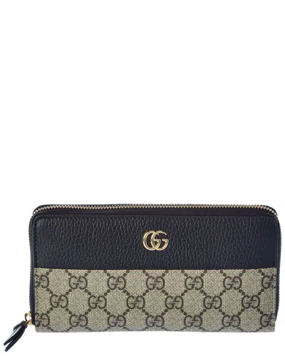 Gucci Gg Marmont Gg Supreme Canvas & Leather Zip Around Wallet