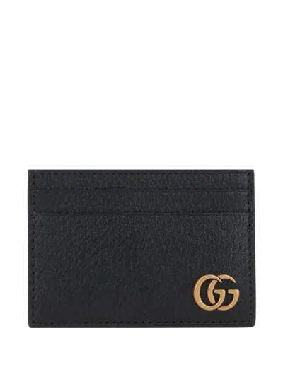 Gucci Gg Marmont Grained-leather Card Holder In Black