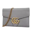 GUCCI GUCCI GG MARMONT GREY LEATHER SHOULDER BAG (PRE-OWNED)