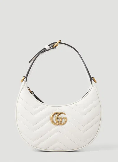 Gucci Gg Marmont Half-moon Mini Shoulder Bag In White