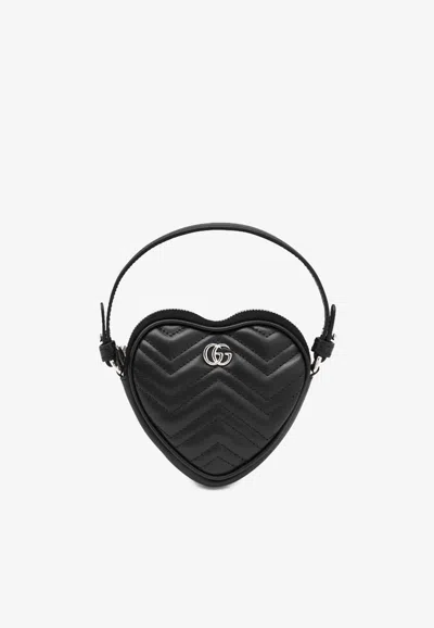 Gucci Gg Marmont Heart-shaped Crossbody Bag In Black