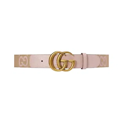 Pre-owned Gucci Gg Marmont Jumbo Gg Belt 'beige/light Pink' | Tan | Women's Size 90